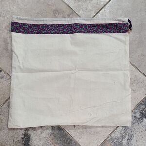 White Canvas Bag with Purple and Green Trim